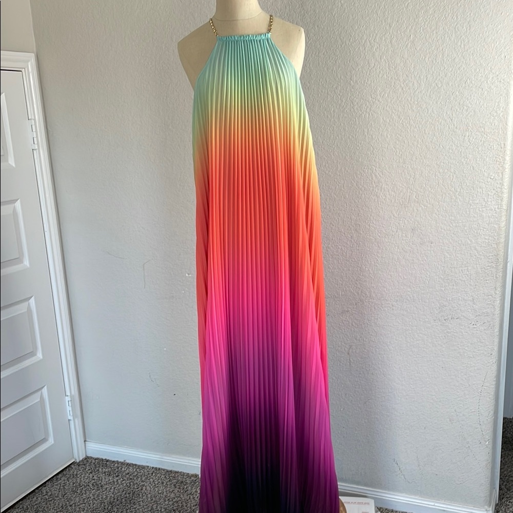Trina Turk Aqua and Cream Dress